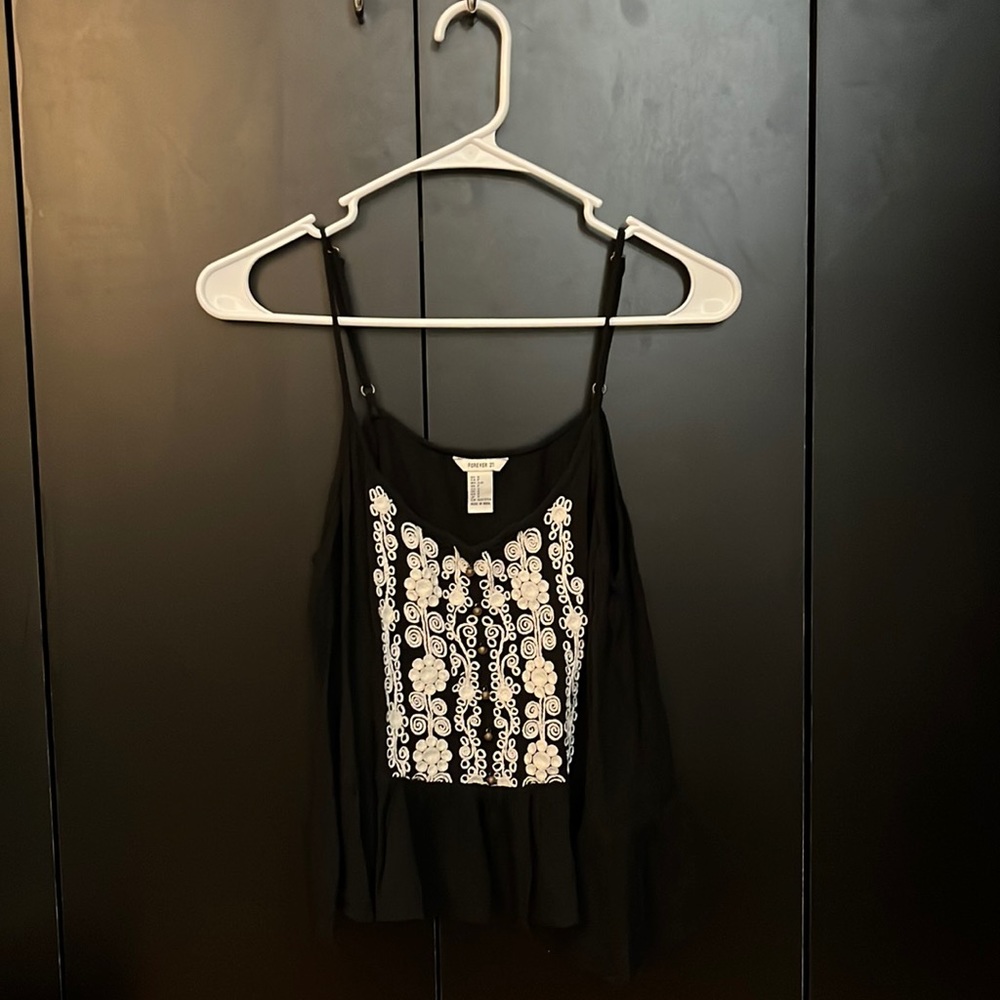 Forever 21 Flow Patterned Cropped Tank Top